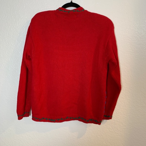 The Disney Store Winnie the Pooh Christmas Knit Cardigan Size Small Red VTG Rare - Picture 14 of 16